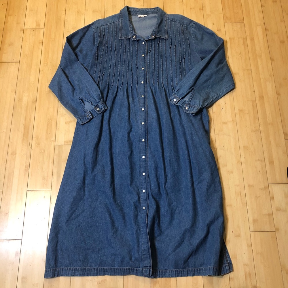 Roaman's Denim Midi Ruffle Front Dress 3X EUC - Host Pick 10/13/25 - Picture 8 of 16